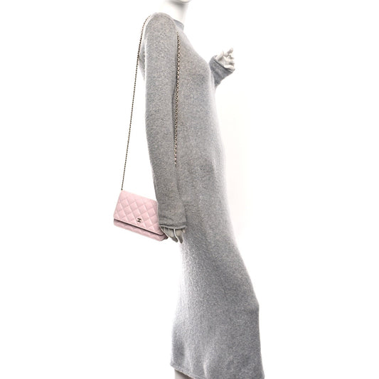 Caviar Quilted Wallet on Chain WOC Light Pink