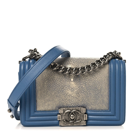 Galuchat Stingray Small Boy Flap Blue
