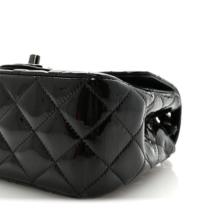 Patent Calfskin Quilted Mini Square Flap So Black