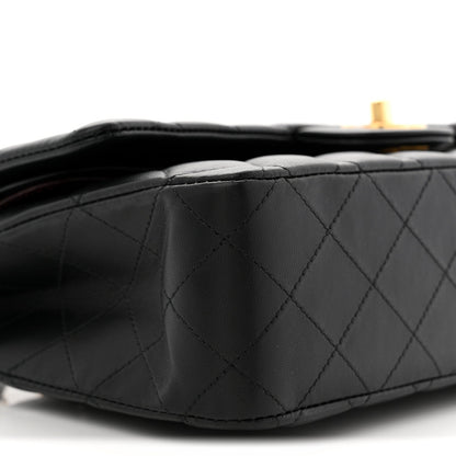 Lambskin Quilted Medium Double Flap Black