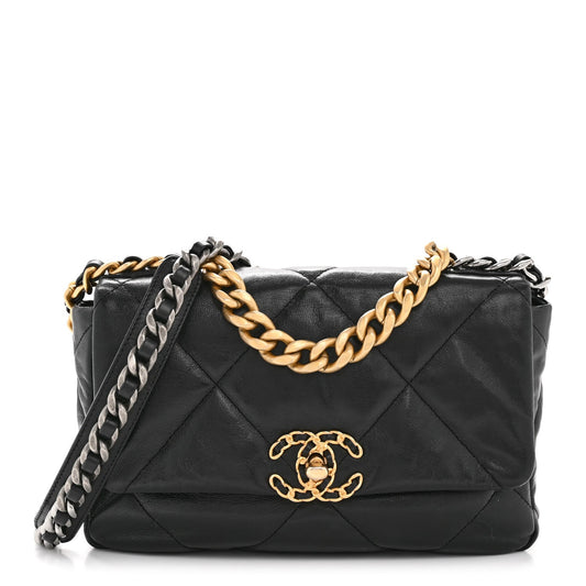 Goatskin Quilted Medium Chanel 19 Flap Black