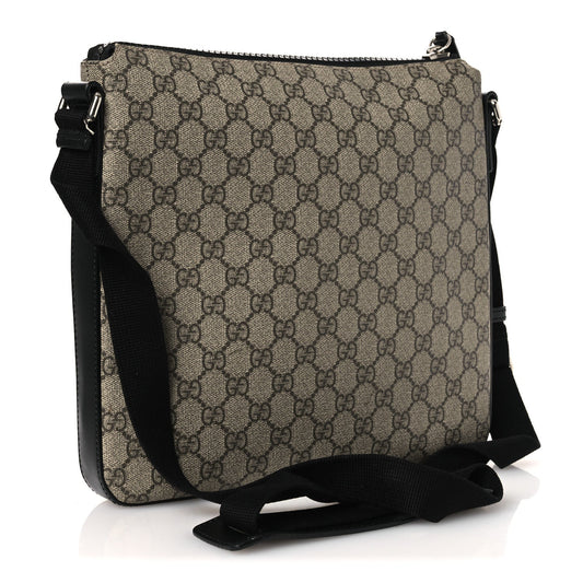 GG Supreme Monogram Flat Messenger Bag Black