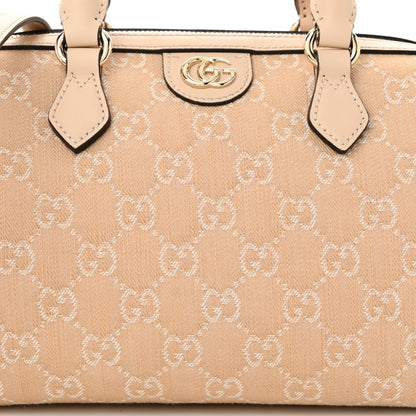 Summer Denim Calfskin GG Monogram Small Ophidia Top Handle Bag Souffle Rose