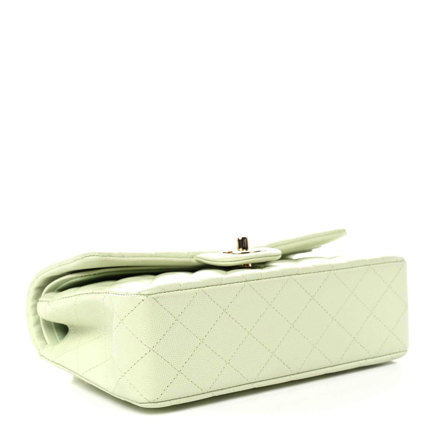 Caviar Quilted Small Double Flap Light Green