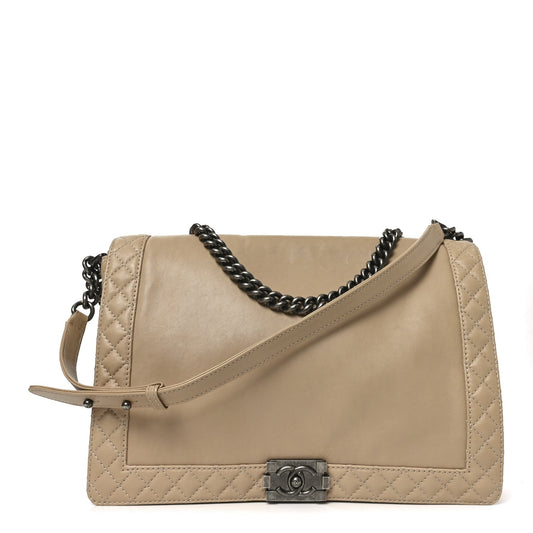 Calfskin Large Boy Reverso Flap  Beige