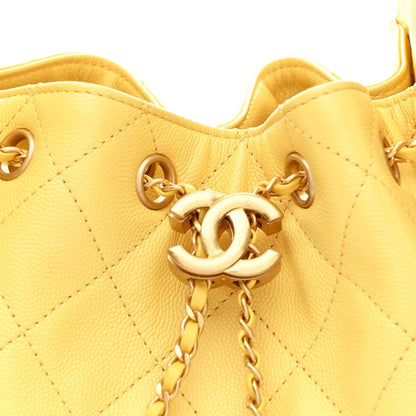 Caviar Quilted Small Chanel 25 Handbag Light Yellow