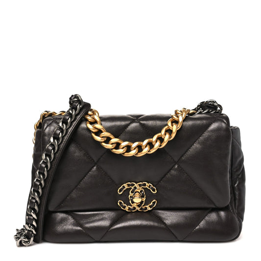 Lambskin Quilted Medium Chanel 19 Flap Dark Brown