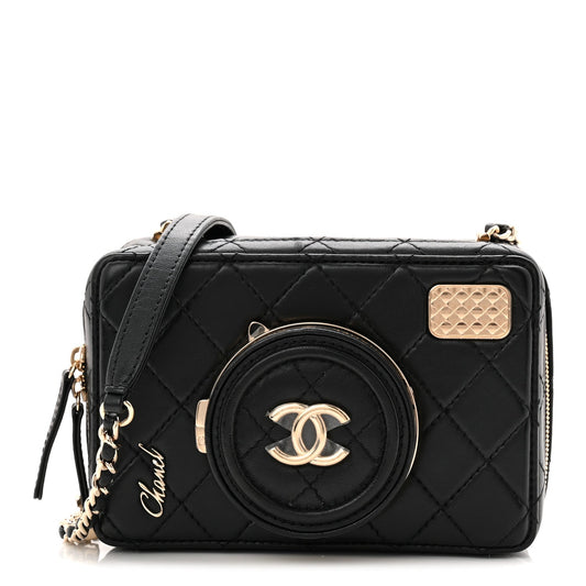 Lambskin Quilted Coco Click Bag Black