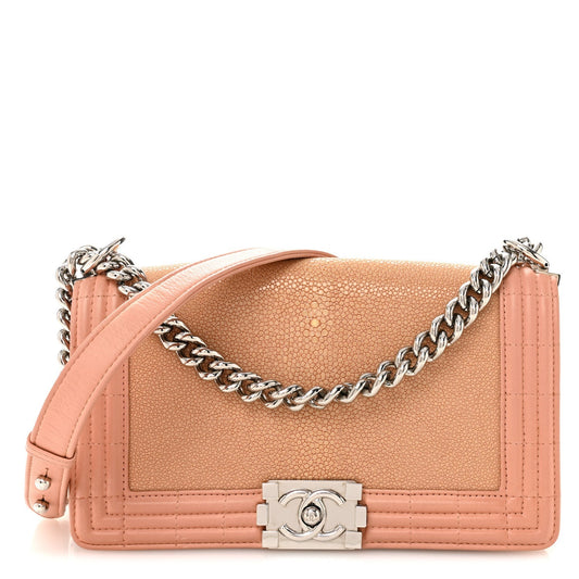 Galuchat Stingray Medium Boy Flap Pink