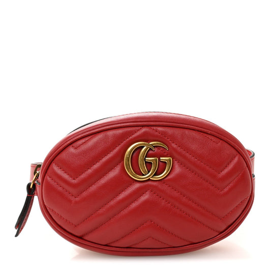 Calfskin Matelasse GG Marmont Belt Bag 85 34 Hibiscus Red