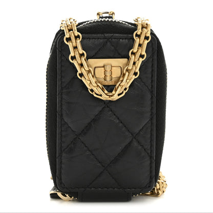 Aged Calfskin Quilted 2.55 Reissue Clutch With Chain Black