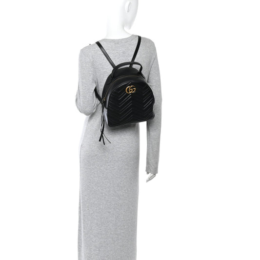 Calfskin Matelasse GG Marmont Dome Backpack Black