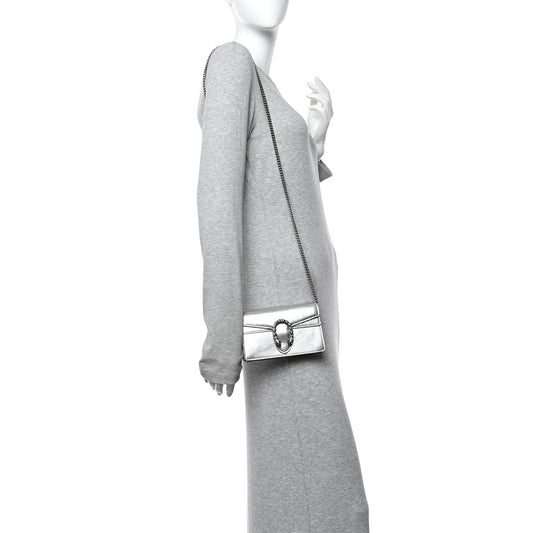 Metallic Calfskin Super Mini Dionysus Shoulder Bag Silver