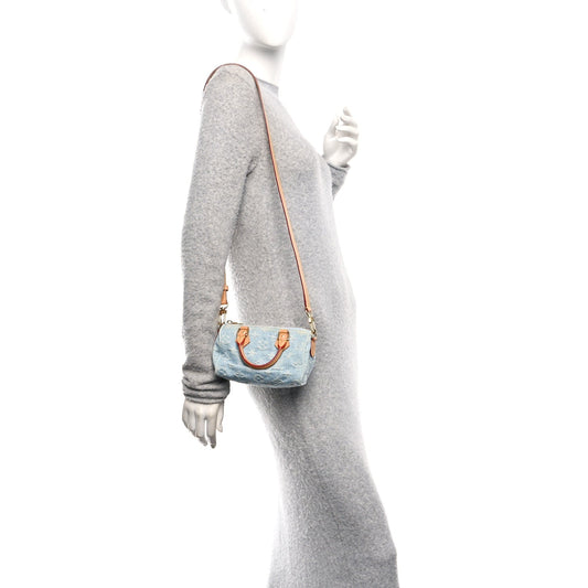 Monogram Denim Nano Speedy Sky Blue