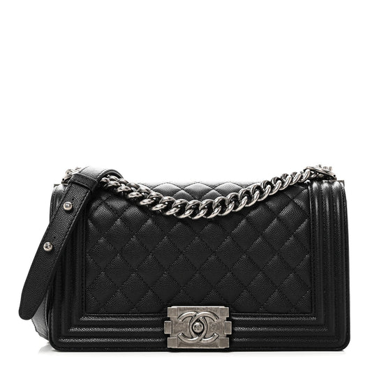 Caviar Quilted Medium Boy Flap Black