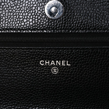 Caviar Quilted Wallet on Chain WOC Black