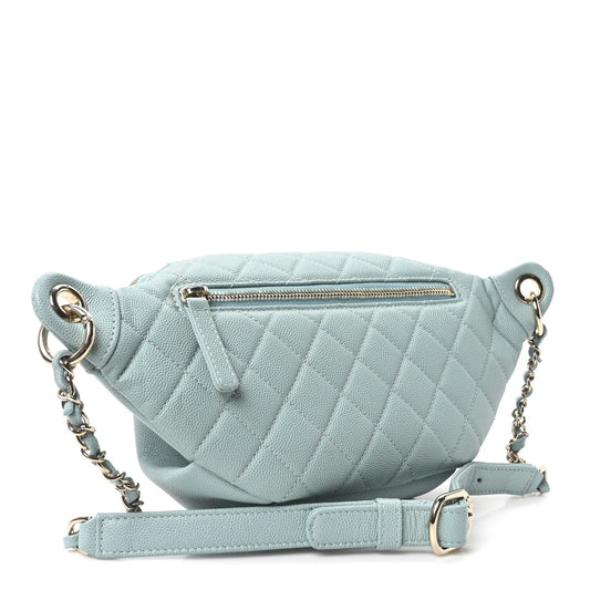 Caviar Quilted Filigree Waist Bag Light Blue