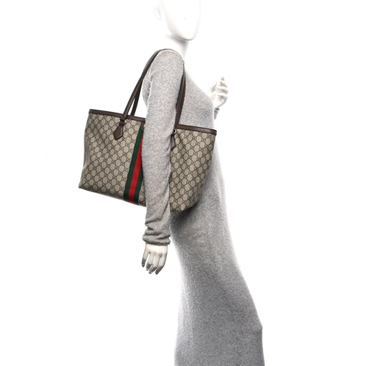 GG Supreme Monogram Medium Ophidia Shopping Tote Brown