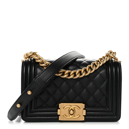 Caviar Quilted Small Boy Flap Black