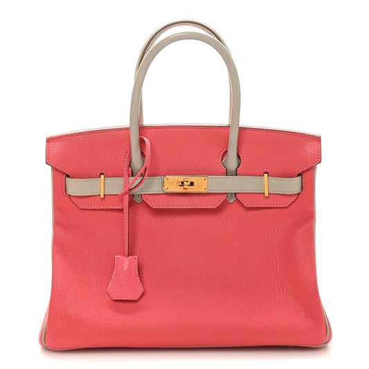 Chevre Mysore Horseshoe Birkin 30  Rose Lipstick Gris Perle