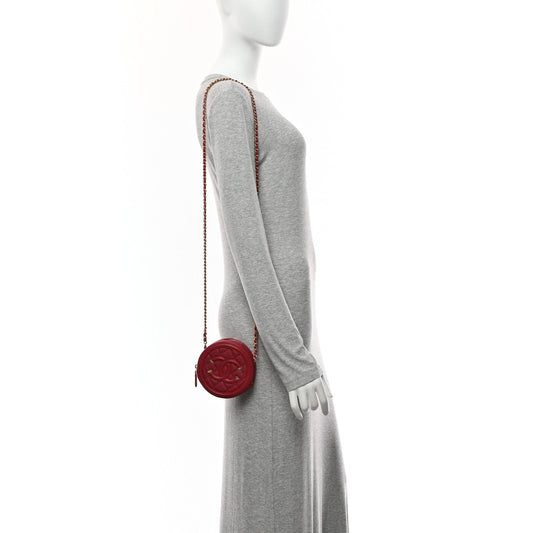 Caviar Quilted Round Filigree Crossbody Red