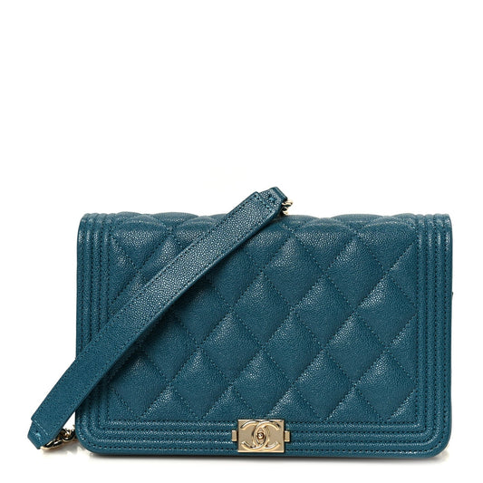 Caviar Quilted Boy Wallet On Chain WOC Blue