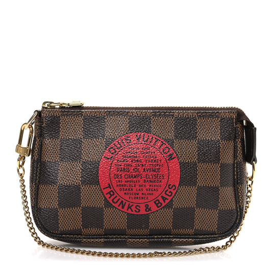 Damier Ebene Complice Trunks and Bags Mini Pochette Accessories Red