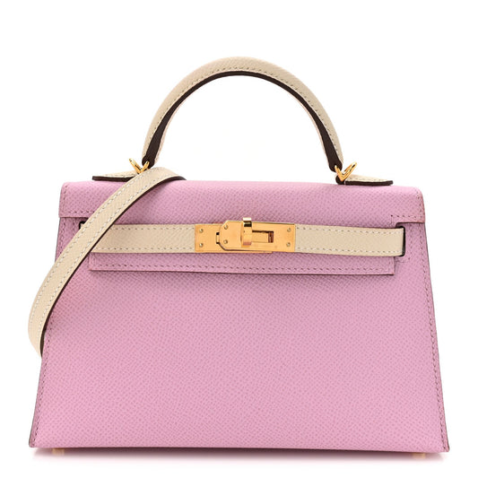 Epsom Horseshoe Mini Kelly Sellier 20 Mauve Sylvestre Craie