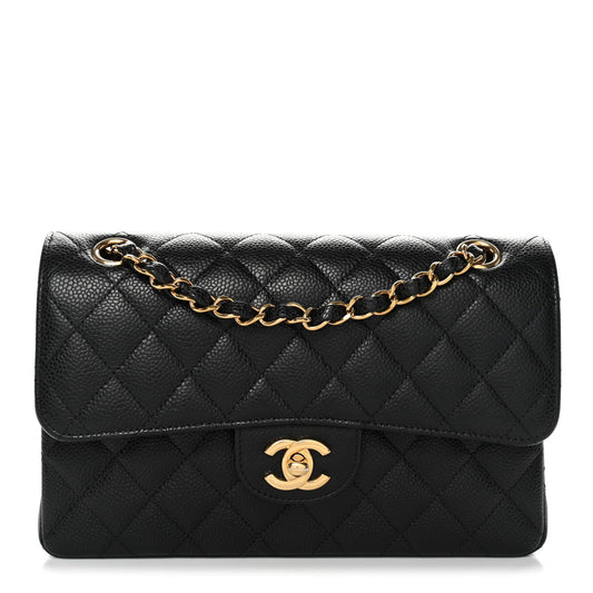 Caviar Quilted Small Double Flap Black