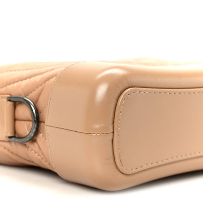 Aged Calfskin Chevron Quilted Small Gabrielle Hobo Beige