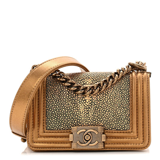 Galuchat Stingray Mini Boy Flap Gold