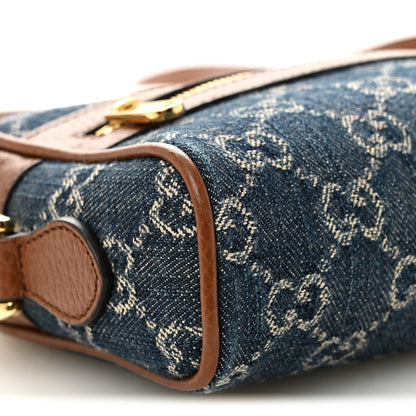 New Denim GG Monogram Dollar Calfskin Mini Ophidia Shoulder Bag Blue Tea Cuir Epilog
