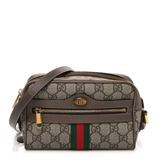 GG Supreme Monogram Web Mini Ophidia Shoulder Bag Brown