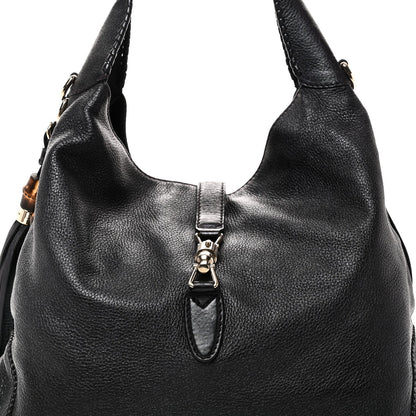 Pebbled Calfskin Medium New Jackie Shoulder Bag Black