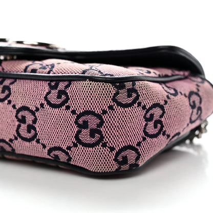 Monogram Multicolor Matelasse Diagonal Super Mini GG Marmont Shoulder Bag Pink Blue