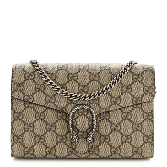 GG Supreme Monogram Mini Dionysus Chain Wallet Beige Taupe