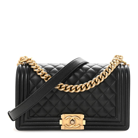 Caviar Quilted Medium Boy Flap Black