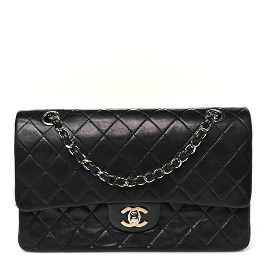Lambskin Quilted Medium Double Flap Black