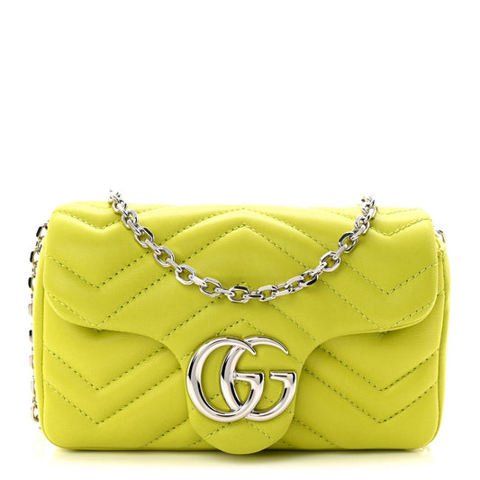 Lambskin Matelasse Mini GG Marmont Shoulder Bag Firefly