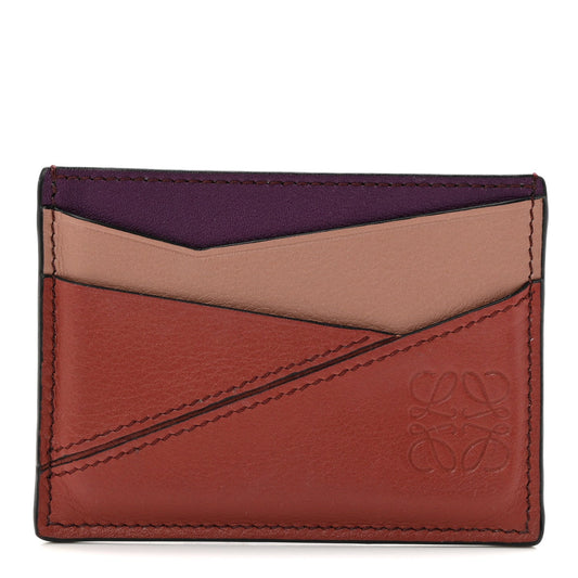 Calfskin Puzzle Colorblock Card Holder Multicolor