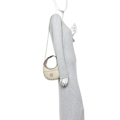 GG Supreme Monogram Textured Dollar Calfskin Mini Retro Interlocking G Half Moon Bag Beige Mystic White Oatmeal