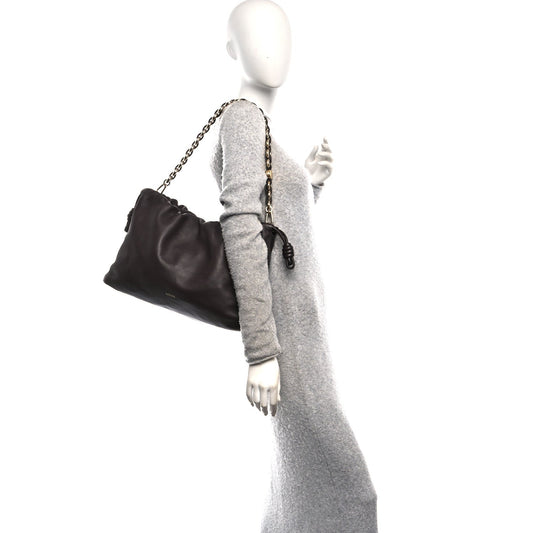 Mellow Nappa Donut Chain Large Flamenco Knot Clutch Dark Brownie