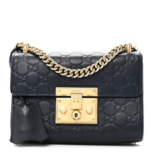 Guccissima Small Padlock Shoulder Bag Blue Agata