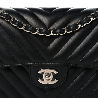 Lambskin Chevron Quilted Small Double Flap Black