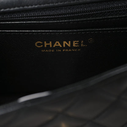 Lambskin Quilted Mini Rectangular Flap Black