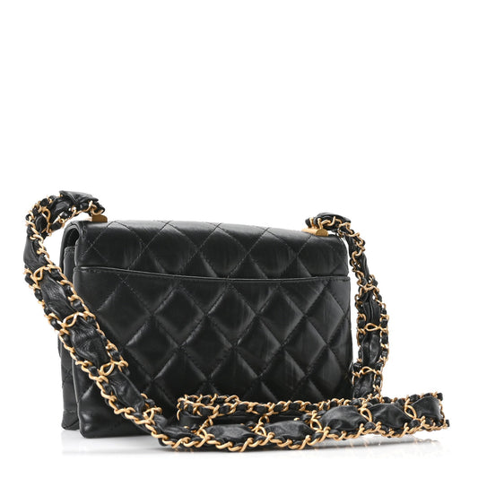 Lambskin Quilted Chanel 19 Chain Flap Wallet Black