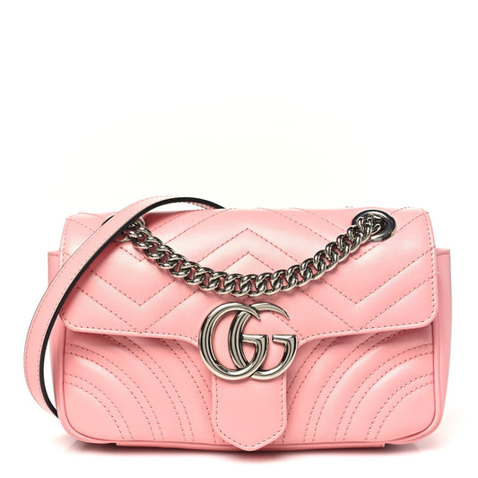 Calfskin Matelasse Mini GG Marmont Shoulder Bag  Wild Rose