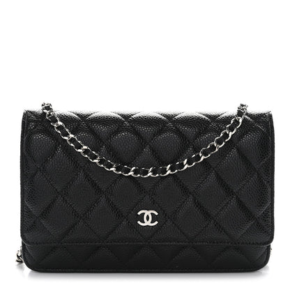 Caviar Quilted Wallet on Chain WOC Black