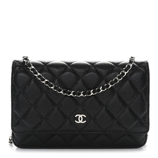Caviar Quilted Wallet on Chain WOC Black