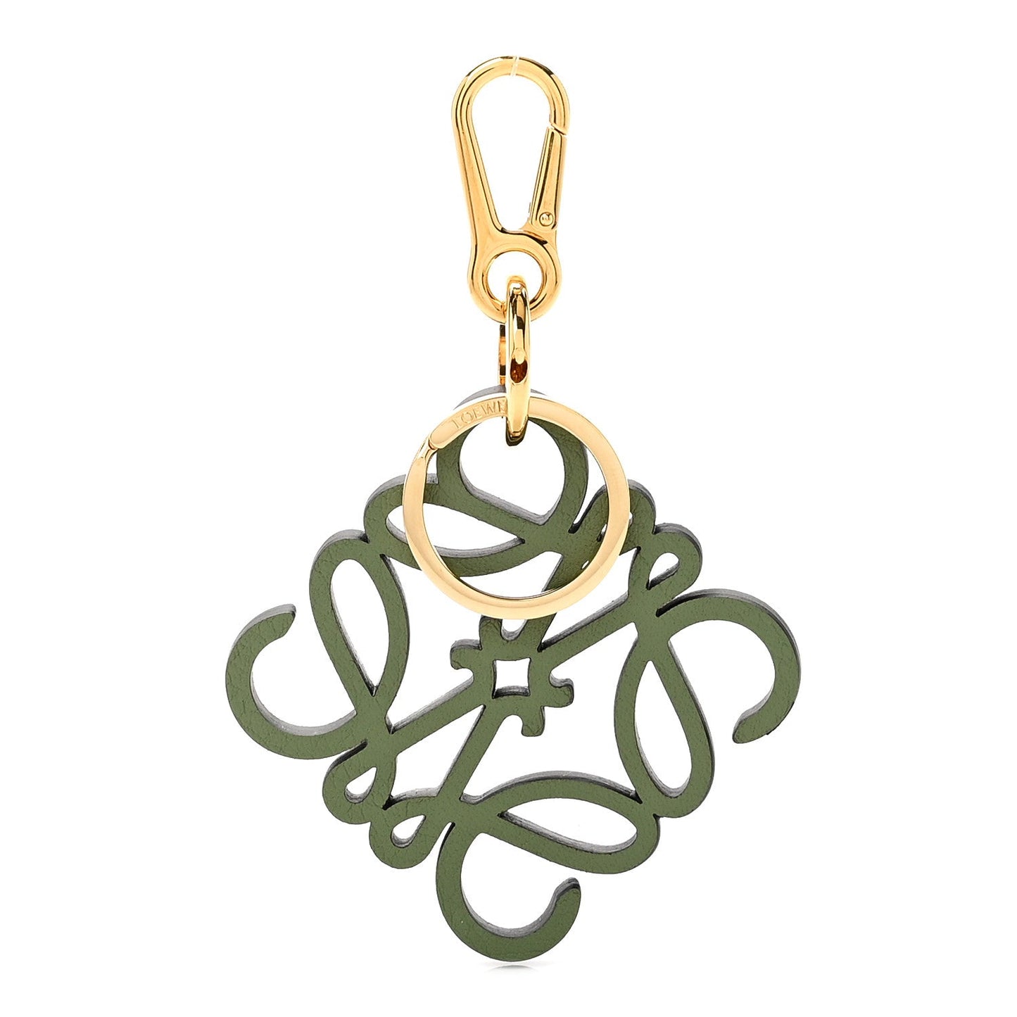 Calfskin Anagram Bag Charm Key Holder Avocado